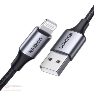 Kabel Lightning do USB UGREEN 2.4A US199, 2m (czarny)