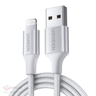 Kabel Lightning do USB UGREEN 2.4A US199, 2m (srebrny)