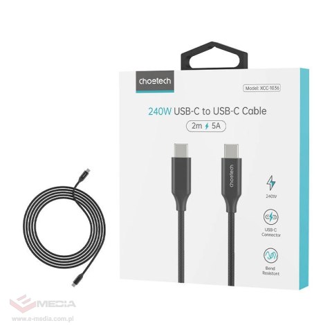 Kabel USB-C do USB-C Choetech XCC-1036 3.1 240W 2m (czarny)