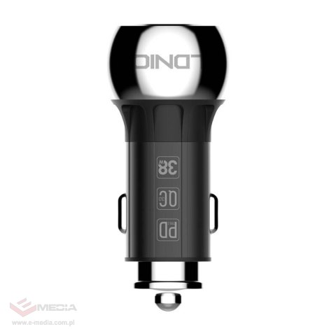 Ładowarka samochodowa LDNIO C1 USB, USB-C + Kabel USB-C