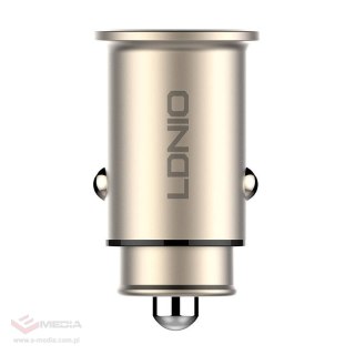 Ładowarka samochodowa LDNIO C506Q USB, USB-C + Kabel USB-C - Lightning