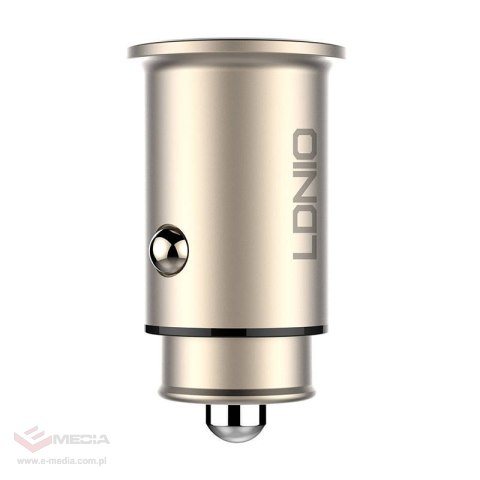 Ładowarka samochodowa LDNIO C506Q USB, USB-C + Kabel USB-C - Lightning