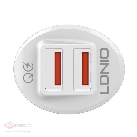 Ładowarka samochodowa LDNIO C511Q 2USB + kabel Lightning