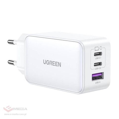 Ładowarka sieciowa UGREEN Nexode 15334 65W GaN 2xUSB-C USB-A (biała)