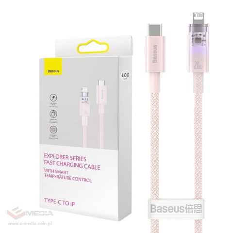 Kabel szybko ładujący Baseus USB-C do Lightning Explorer Series 1m, 20W (różowy)