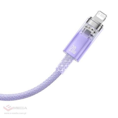 Kabel szybko ładujący Baseus USB-C do Lightning Explorer Series 2m, 20W (fioletowy)