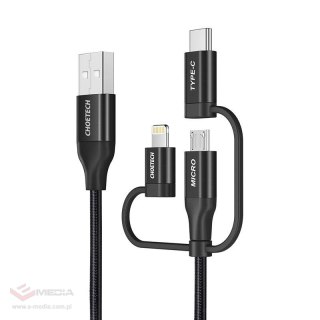 Kabel ładowania Choetech IP0030, MFi 3w1, USB-A/Lightning/ Micro USB/USB-C, 5V, 1,2m (czarny)