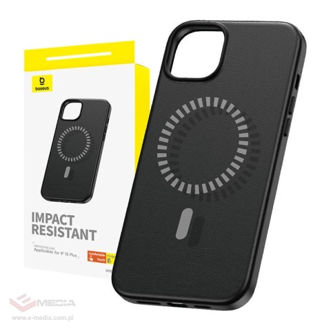Etui magnetyczne BASEUS Fauxther Series iPhone 15 Plus (czarne)