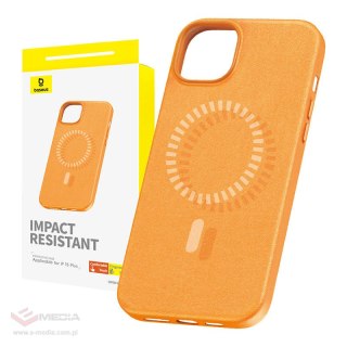 Etui magnetyczne BASEUS Fauxther Series iPhone 15 Plus (pomarańczowe)