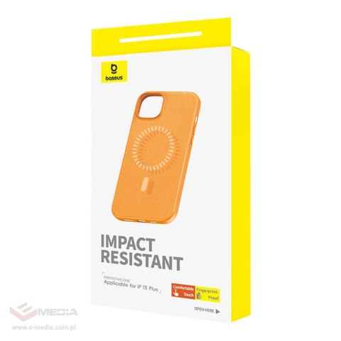 Etui magnetyczne BASEUS Fauxther Series iPhone 15 Plus (pomarańczowe)