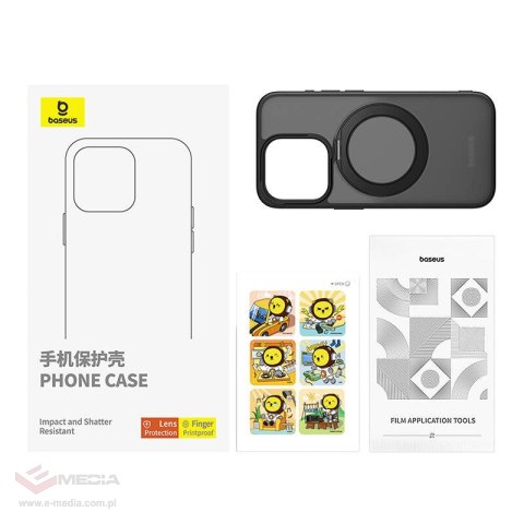 Zestaw ochronny BASEUS SkyRing Magnetic iPhone 15 Pro (czarny)