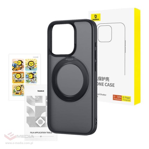 Zestaw ochronny BASEUS SkyRing Magnetic iPhone 15 Pro (czarny)