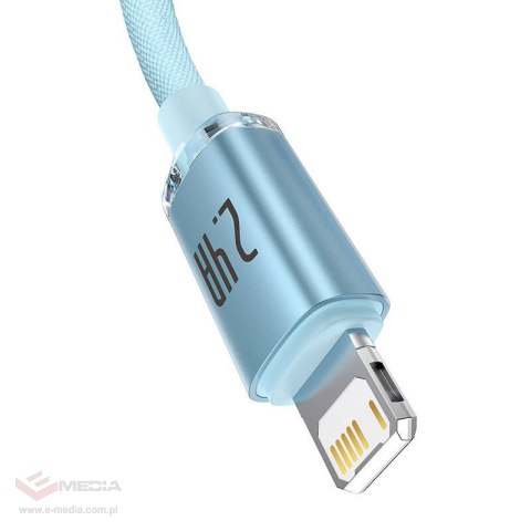 Kabel USB do iP Baseus Crystal Shine, 2.4A, 2m (niebieski)