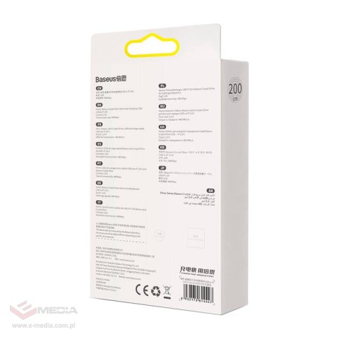 Kabel USB do iP Baseus Crystal Shine, 2.4A, 2m (niebieski)