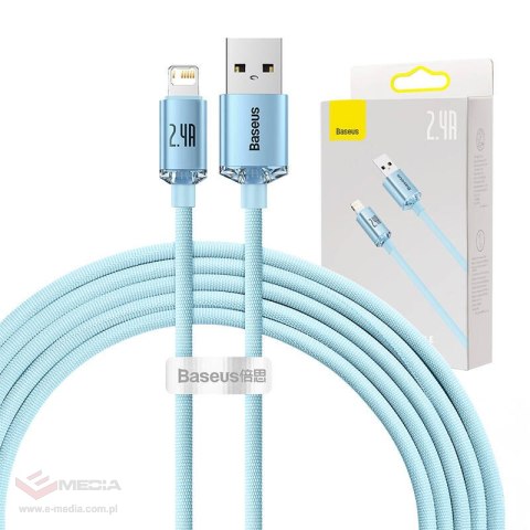 Kabel USB do iP Baseus Crystal Shine, 2.4A, 2m (niebieski)