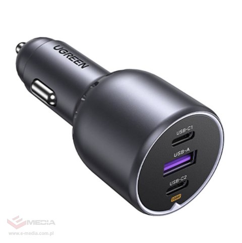 Ładowarka samochodowa UGREEN EC705 130W 2x USB-C+USB (czarna)