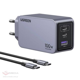 Ładowarka sieciowa UGREEN Nexode Pro 100W USB 2xUSB-C (szara)