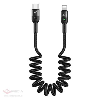 Sprężynowy kabel USB-C do Lightning Mcdodo CA-1960, 36W, 1.8m (czarny)