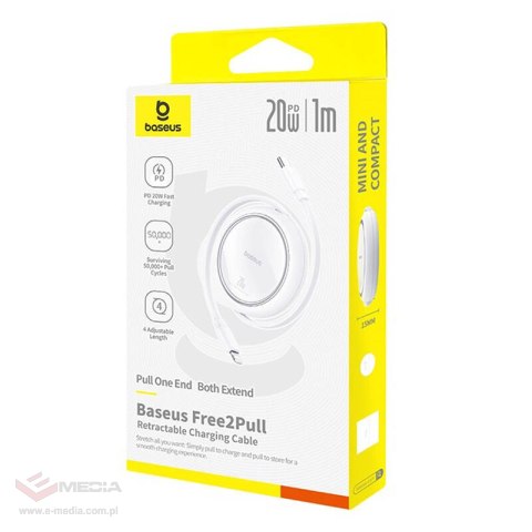 Kabel USB Baseus Free2Pull USB-C do iP 20W 1m (biały)