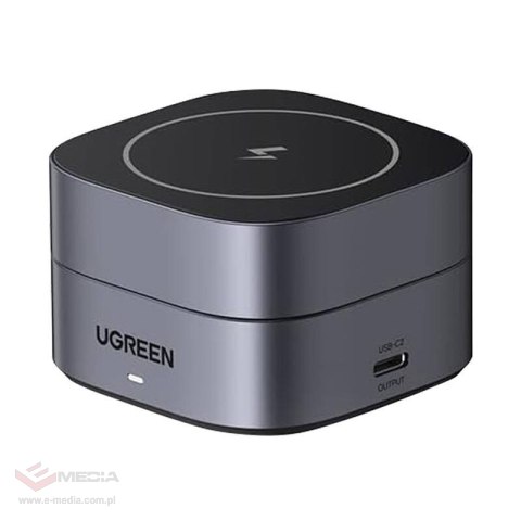 Ładowarka indukcyjna UGREEN W256 20W Qi 2w1 + kabel USB-C-USB-C 1m (czarna)