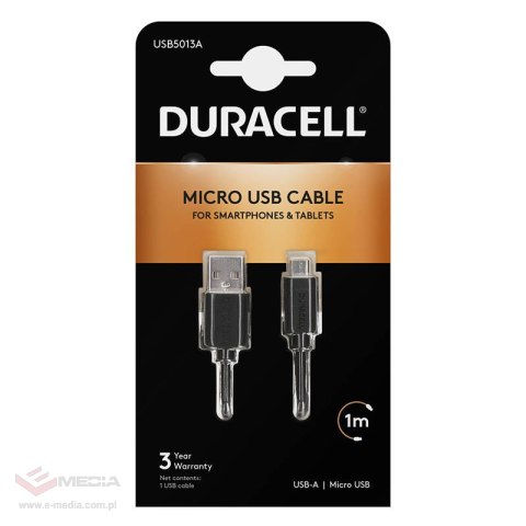 Kabel USB do Micro USB Duracell 1m (czarny)