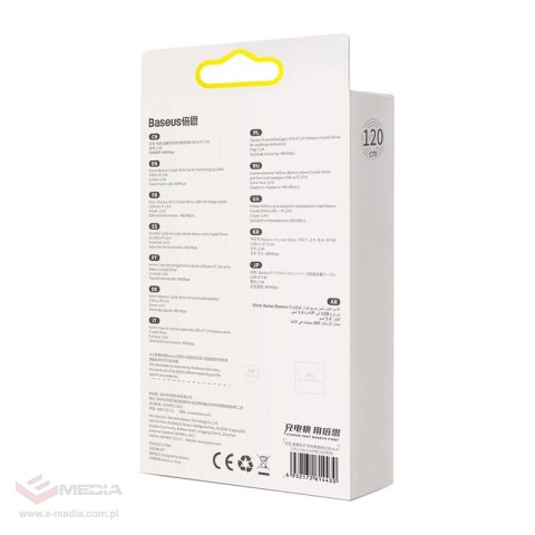 Kabel USB do iP Baseus Crystal Shine, 2.4A, 1.2m (różowy)