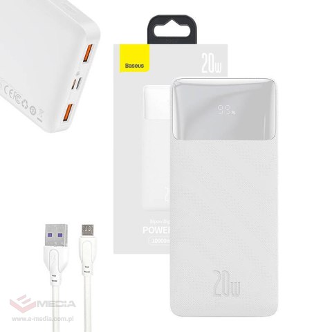 Powerbank BASEUS Bipow 10000mAh 20W 2xUSB USB-C (biały)