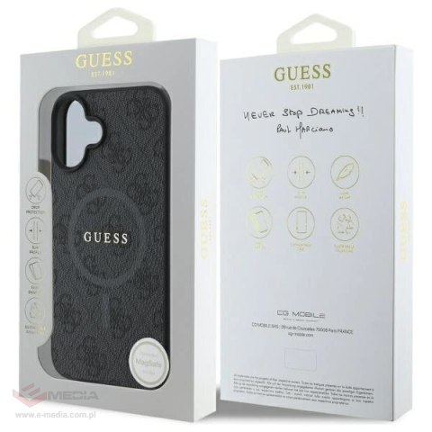 Etui Guess 4G Ring Classic Logo MagSafe na iPhone 16 - czarne