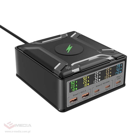 Ładowarka sieciowa BLITZWOLF BW-S28 260W + Qi 15W (czarna)