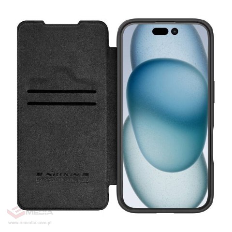 Etui NILLKIN Qin Prop Leather do iPhone 16 (czarne)