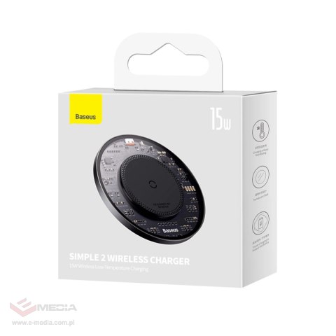 Ładowarka indukcyjna Baseus BS-W530 15W + kabel USB C - USB C 24W 1m - czarna