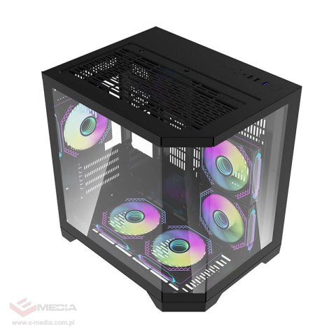 Obudowa komputerowa DARKFLASH FT350 + 5 wentylatorów ARGB (czarna)
