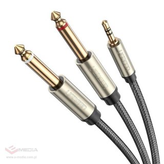 Kabel UGREEN AV126 jack 3,5mm TRS-2x jack 6,35mm TS 2m (szary)