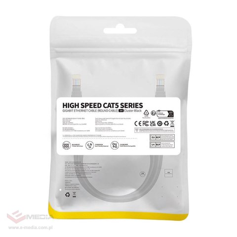 Kabel sieciowy Baseus Ethernet CAT5, 1m (czarny)
