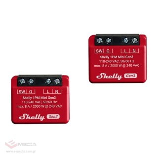 Zestaw 2 przekaźników SHELLY 1PM Mini Gen3 Wi-Fi BT