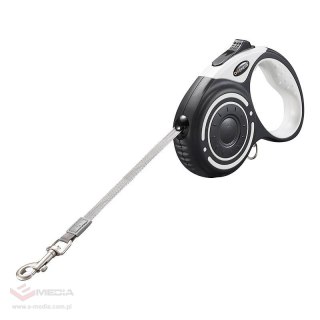 Smycz automatyczna DOGNESS 5m z latarką (szara)