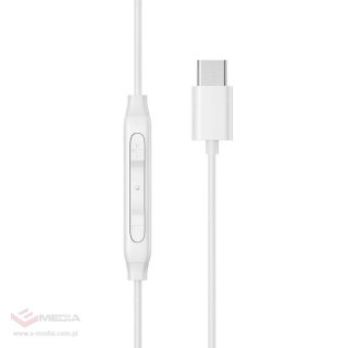 Słuchawki douszne przewodowe Joyroom JR-EC05, Type-C (Białe)