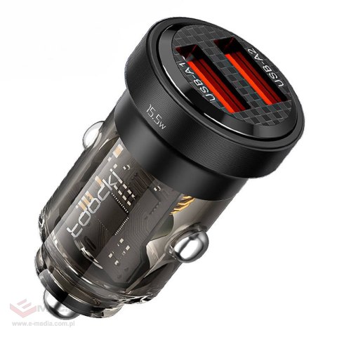Ładowarka samochodowa Toocki 2xUSB, 15W (czarna)