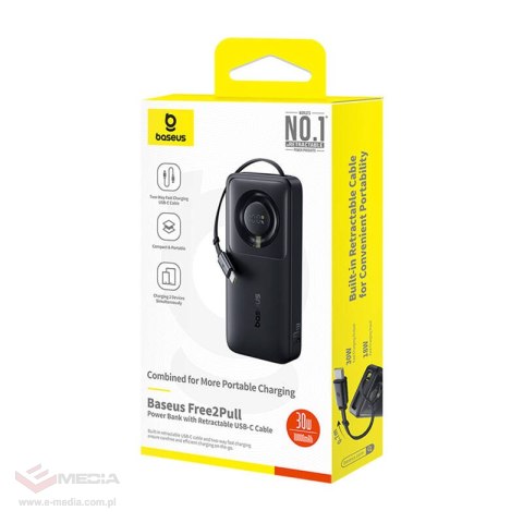 Powerbank BASEUS OS Free2Pull 10000mAh 30W z kablem (czarny)
