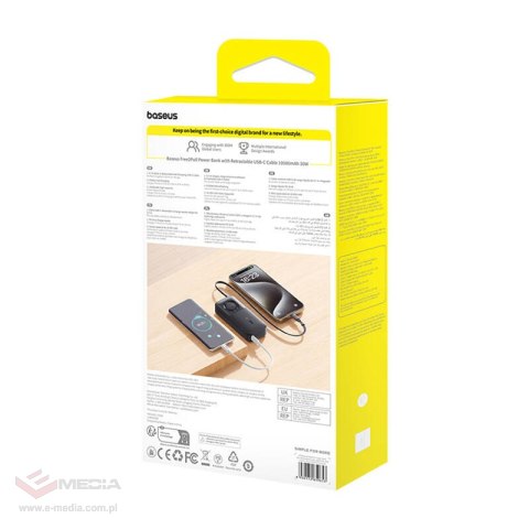 Powerbank BASEUS OS Free2Pull 10000mAh 30W z kablem (czarny)