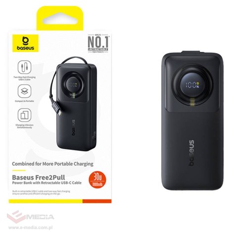 Powerbank BASEUS OS Free2Pull 10000mAh 30W z kablem (czarny)