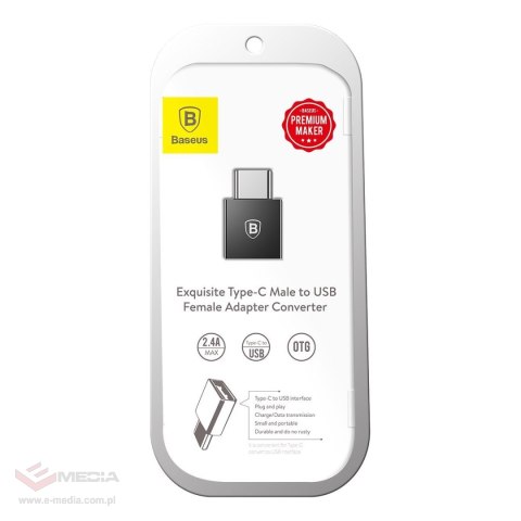 Adapter Baseus Exquisite USB do USB-C 2.4A (czarny)