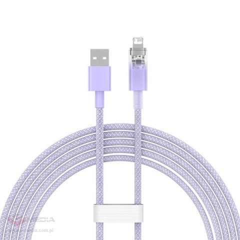 Kabel szybko ładujący Baseus USB-A do Lightning Explorer Series 2m, 2.4A (fioletowy)