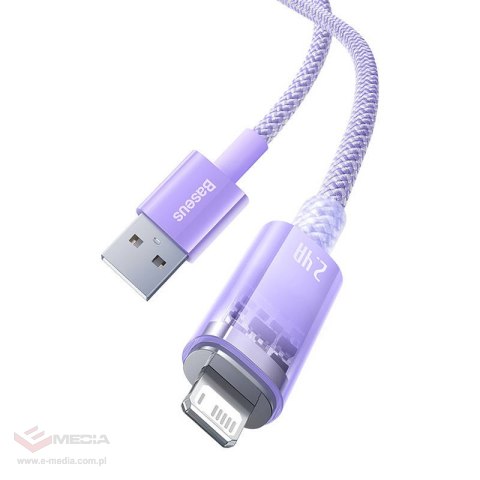 Kabel szybko ładujący Baseus USB-A do Lightning Explorer Series 2m, 2.4A (fioletowy)