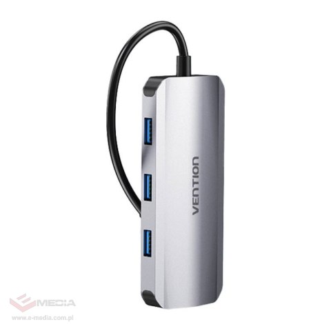 Stacja dokująca z USB-C na HDMI, 3x USB 3.0, RJ45, PD 0,15m Vention TOHHB (szary)
