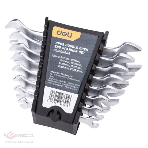 Zestaw kluczy płaskich Deli Tools EDL160008A, 8 sztuk