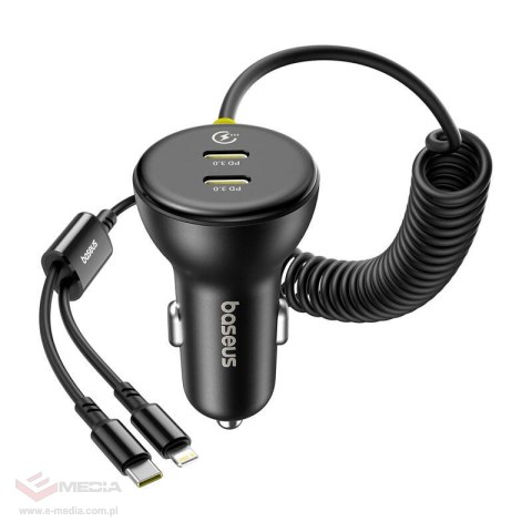 Ładowarka samochodowa BASEUS 60W USB-C + kabel Lightning (czarna)