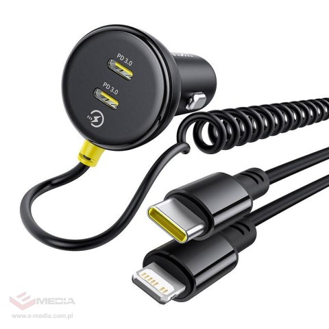 Ładowarka samochodowa BASEUS 60W USB-C + kabel Lightning (czarna)