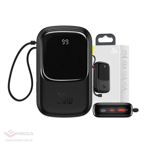 Powerbank BASEUS Qpow Pro 20000mAh 20W z kablem Lightning (czarny)