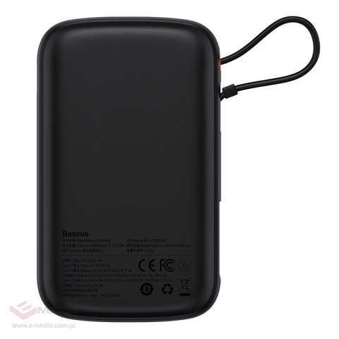 Powerbank Baseus Qpow Pro z kablem USB-C, USB-C, USB, 10000mAh, 22.5W (czarny)